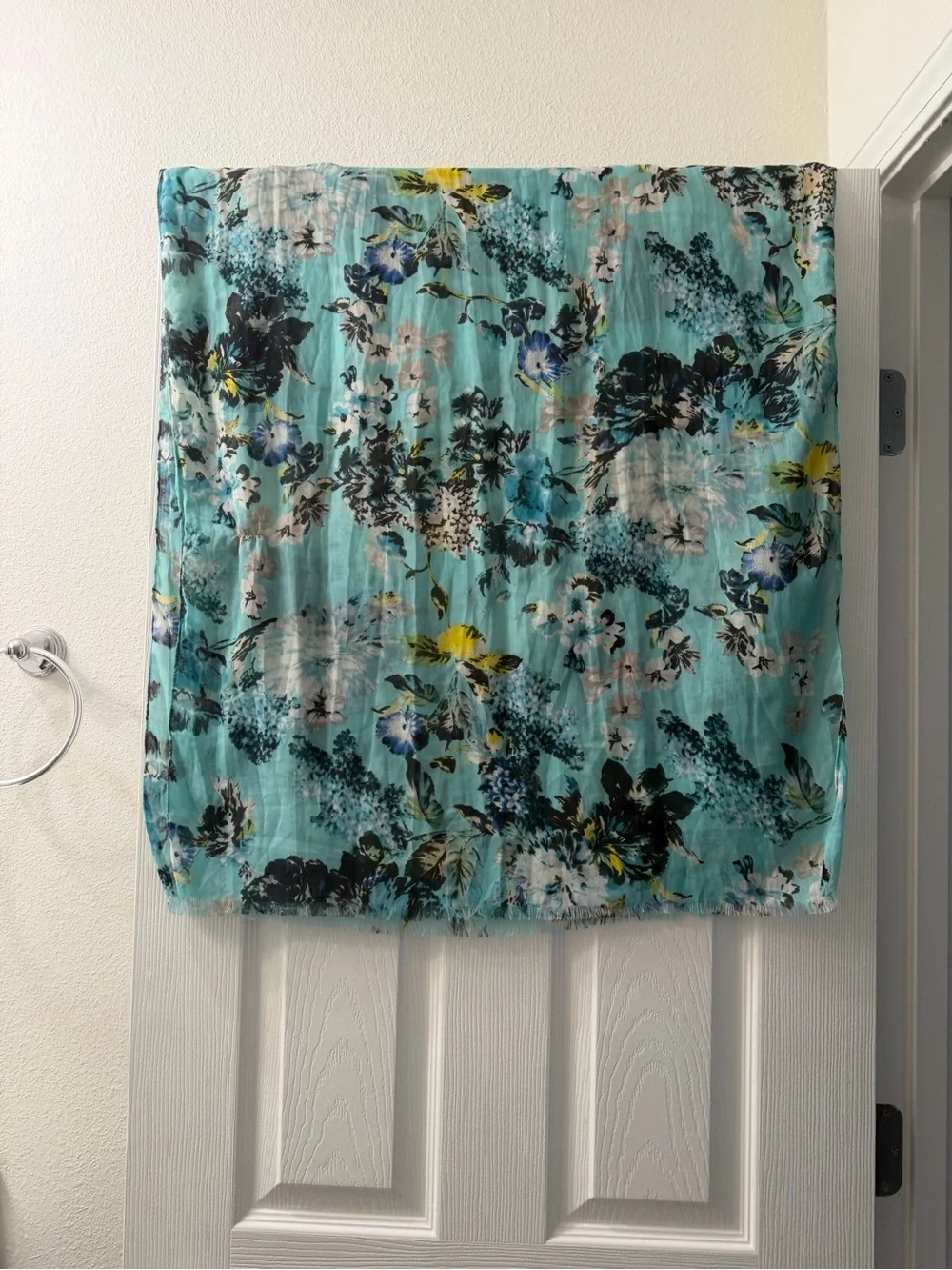 Light Blue Floral Sheer Scarf
